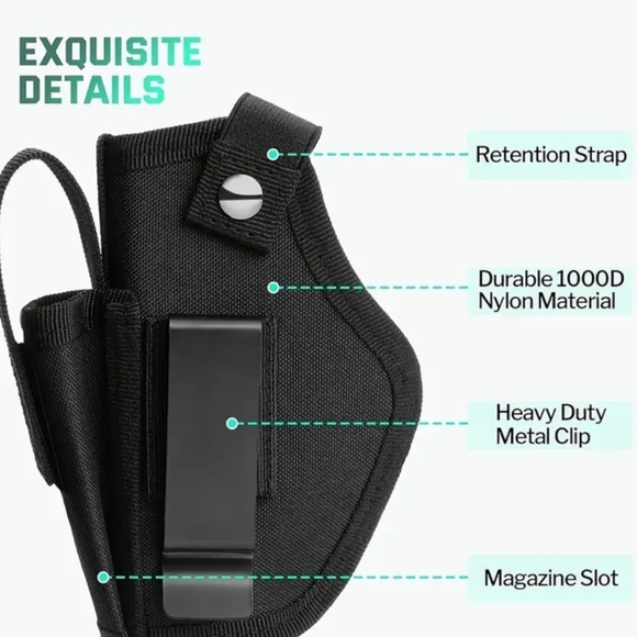 NEW Gun Holster Durable Ambidextrous Universal Concealed Carry Black - Picture 7 of 9